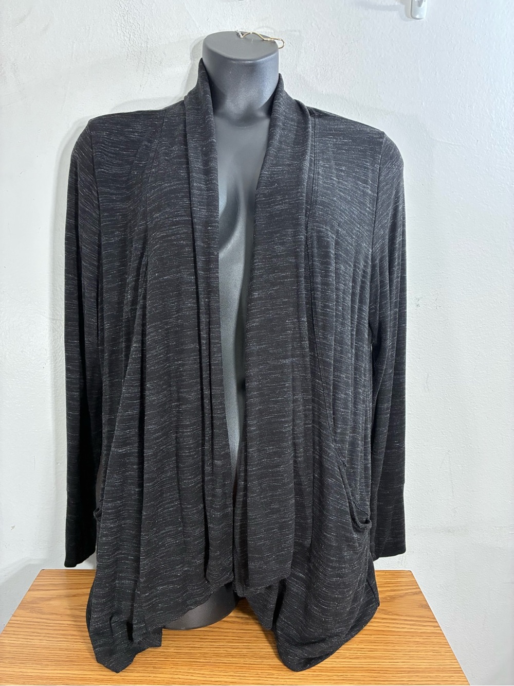Tahari Open Drape Cardigan - Charcoal Heather